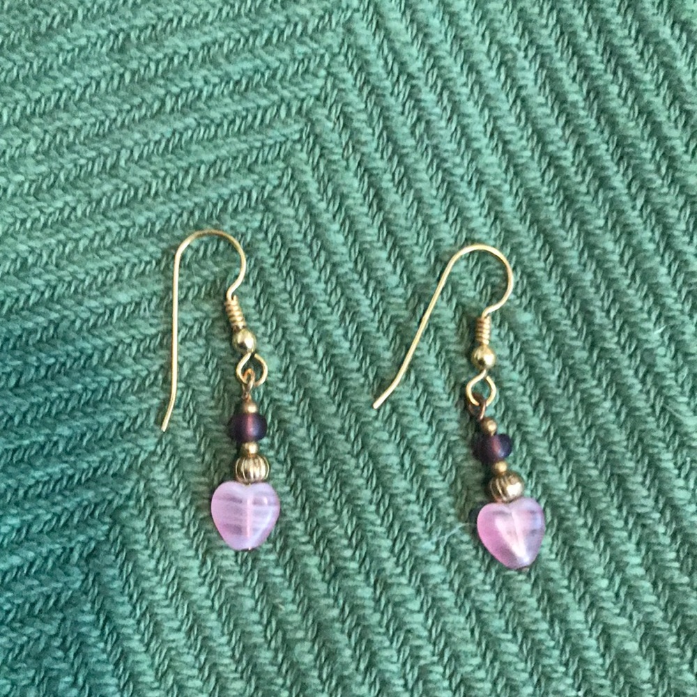 Vintage 1980s dangly heart earrings